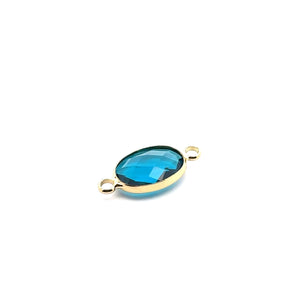 Light blue oval shape double ring crystal charm,SKU#M2143lightblue