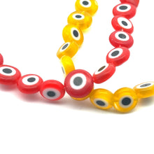 Flat 7.99mm round evil eye beads, SKU#M3167