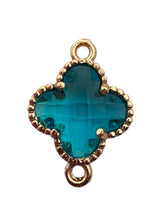 Blue four leaf clover double ring crystal charm, SKU#M2142blue
