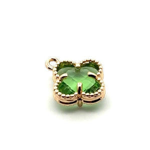 Light green four leaf clover charm, 14K gold plated. SKU# M8816