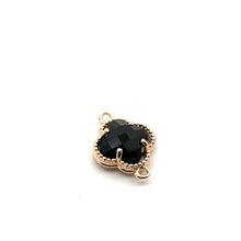 Lack four leaf clover double ring crystal charm, SKU#M2142Black