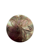 Round mother of pearl, carved flower, SKU#M4053