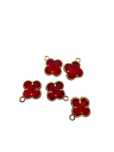 Ruby four leaf clover charm , SKU#M2158-8
