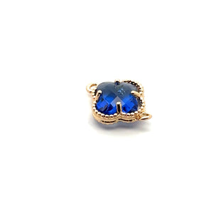 Royal blue four leaf clover double ring crystal charm, SKU#M2142Rblue