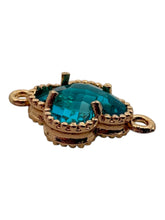 Blue four leaf clover double ring crystal charm, SKU#M2142blue
