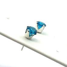6mm Aqua Blue 3A CZ Snap-In Post Earring, Sterling Silver, Sku#5011260M9