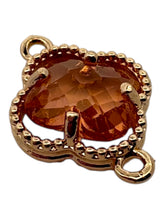 Champagne double ring four leaf clover crystal charm, SKU#M2142champagne