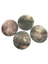 Round Mother Of Pearl, carved flower, SKU#M409