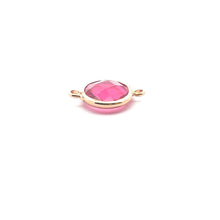 Pink circle crystal charm double ring. SKU#M2148pink