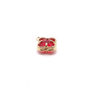 Ruby four leaf clover single ring charm, SKU#M2158ruby