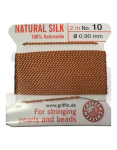 Beaded cord, Natural Silk, 0,90mm, cornelian, SKU#01161”