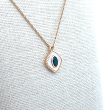 Gold Plated Diamond Shape With Emerald Rhinestone Charm, M441