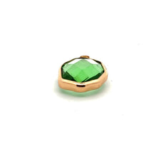 Green Oval Hexagon Charm, Gold Plated, Sku#M2139