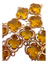 Yellow double ring four leaf clover crystal charm, SKU#M2142yellow