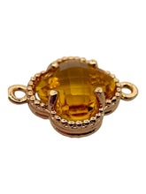 Yellow double ring four leaf clover crystal charm, SKU#M2142yellow