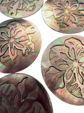 Round mother of pearl, flower carved, SKU#M3449