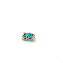 Blue four leaf clover double ring crystal charm, SKU#M2142blue