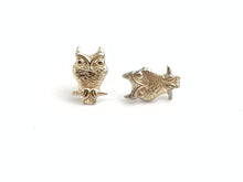 14kGF Owl Stud Earrings Sku#50-4