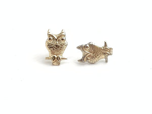 14kGF Owl Stud Earrings Sku#50-4
