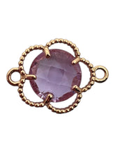 Purple four leaf clover double ring crystal charm, SKU#M2142purple