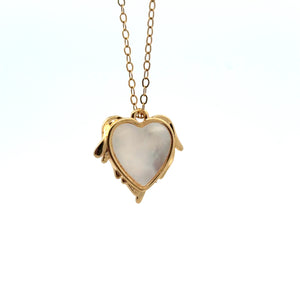 Heart Pendant, Pearl, Gold Plated, M4418