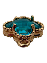 Blue four leaf clover double ring crystal charm, SKU#M2142blue
