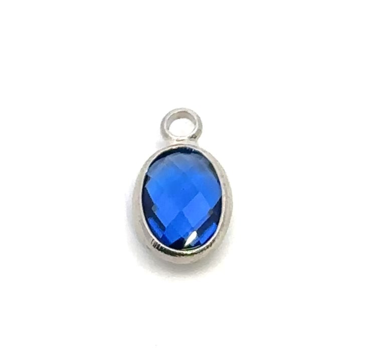 Blue oval shape crystal charm, SKU#M2163blue