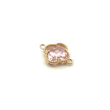 Pink four leaf clover double ring crystal charm, SKU#M2142pink