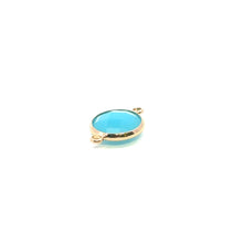Light blue circle crystal charm double ring. SKU#M2148lightblue