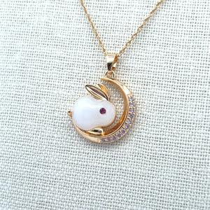 Moon Rabbit Pendant, Gold Plated, M4433