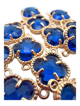 Dark blue double ring four leaf clover crystal charm, SKU#M2142Dblue