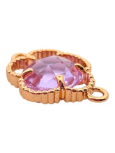 Purple four leaf clover double ring crystal charm, SKU#M2142purple