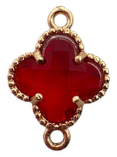 Ruby four leaf clover double ring crystal charm, SKU#M2142ruby