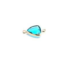 Blue triangle double ring crystal charm, SKU#M2157blue