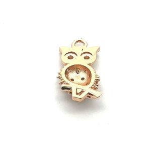 Owl Charm, Gold Plated, Sku#M3125