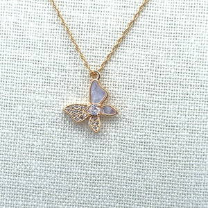 Butterfly Charm, Pearl, Gold Plated, M4426