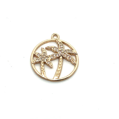 Palm Tree Charm, Gold Plated, Sku#M3133