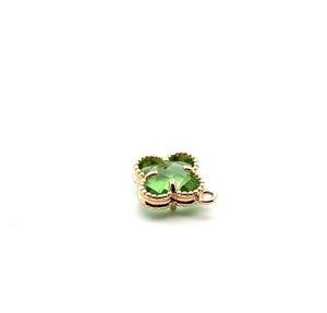 Light green four leaf clover charm, 14K gold plated. SKU# M8816