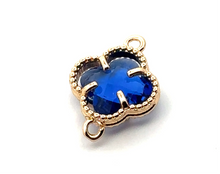 Royal blue four leaf clover double ring crystal charm, SKU#M2142Rblue