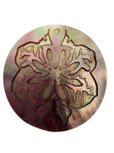 Round mother of pearl, flower carved, SKU#M3449