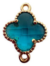 Blue four leaf clover double ring crystal charm, SKU#M2142blue