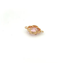Pink four leaf clover double ring crystal charm, SKU#M2142pink