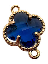 Dark blue double ring four leaf clover crystal charm, SKU#M2142Dblue