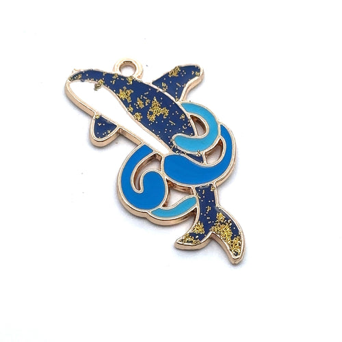 Whale Charm, Gold Plated, Sku#M3191