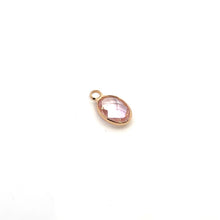 Pink oval shape crystal charm, SKU#M2163pink