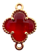 Ruby four leaf clover double ring crystal charm, SKU#M2142ruby