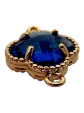 Dark blue double ring four leaf clover crystal charm, SKU#M2142Dblue