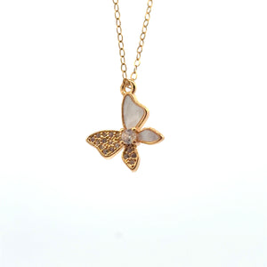 Butterfly Charm, Pearl, Gold Plated, M4426