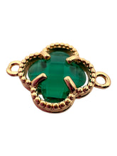 Emerald green double ring four leaf clover, SKU#M2142Egreen