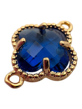 Dark blue double ring four leaf clover crystal charm, SKU#M2142Dblue